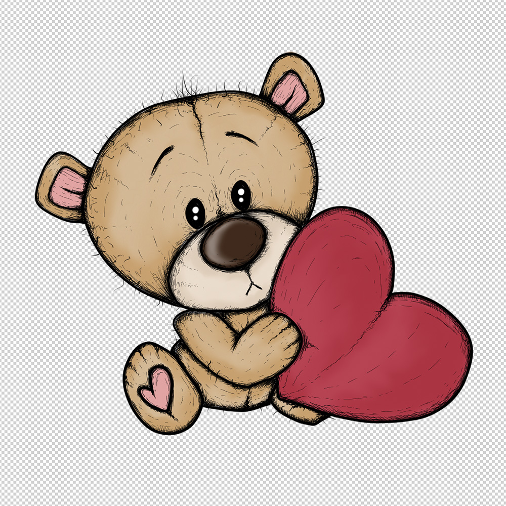Happy Valentines Day Cute Teddy Bear Drawing Stickers Sketch for Coloring  by ReemAlnunu